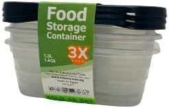 Food Storage Containers (Mini 1.3L, 6 Piece - 3 Lids, 3 Containers)