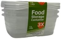 Food Storage Containers (Mini 1.3L, 6 Piece - 3 Lids, 3 Containers)