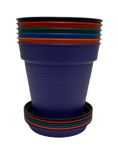 Mintra Garden - 19cm Round Garden Pots 4pk - (19cm Diameter - 7.5inW x 6.75inH)