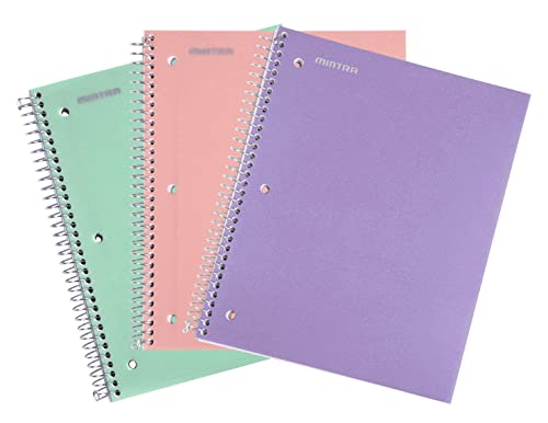Spiral Durable Notebooks - 3 Subject ( 3 Pack ) - Mintra USA