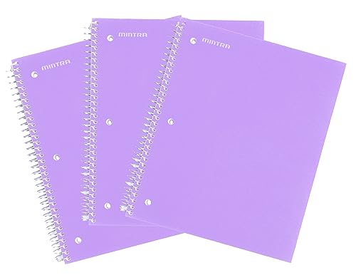 Spiral Durable Notebooks, 3 Pack (1 Subject, College Ruled) - Mintra USA