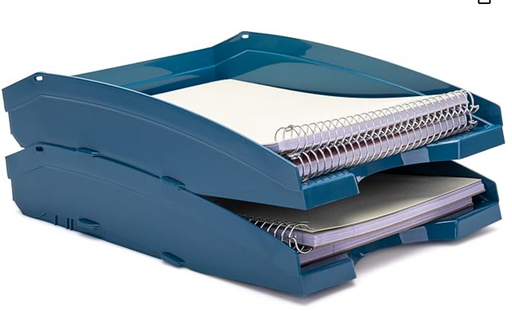 Office Plastic Desk Letter Tray (2 Pack) - Stackable - Mintra USA