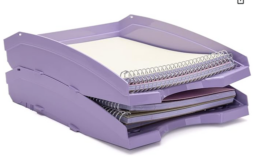 Office Plastic Desk Letter Tray (2 Pack) - Stackable - Mintra USA