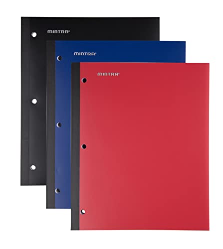 Mintra Wireless Notebook 3pk - 80 Sheets - College Ruled (Black, Blue, Red)