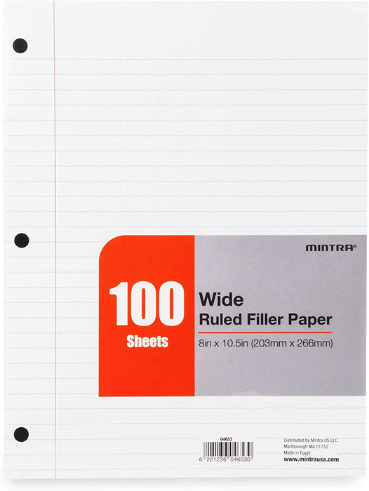 Filler Loose Leaf Paper Wide Ruled (6 Pack) - Mintra USA filler-loose-leaf-paper-wild-ruled/loose leaf binder paper