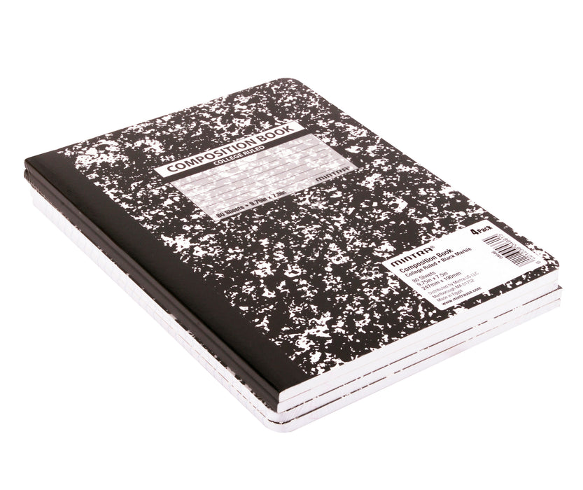 Black Marble Composition Books (College Ruled, 4 Pack) - Mintra USA black-marble-composition-books-college-ruled-4-pack/black and white marble composition books/best composition notebook/best quality composition notebook/best quality composition notebook