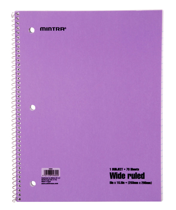 Pastel Spiral Notebook, Wide Ruled (70 Count, 6 Pack) - Mintra USA pastel college ruled spiral notebook