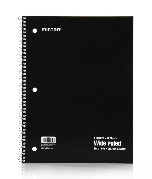 Mintra Office-Spiral Notebooks 70 Count (Solid - Wide Ruled) 24 Pack - Mintra USA mintra-office-spiral-notebooks-70-count-solid-wide-ruled-24-pack/wide ruled spiral notebook bulk