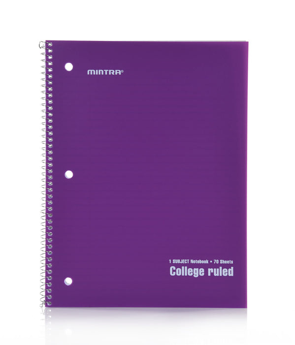 Mintra Office - Spiral Notebooks 70 Count (Poly Cover - College Ruled) 24 Pack - Mintra USA college ruled spiral notebook bulk mintra-office-spiral-notebooks-70-count-poly-cover-college-ruled-24-pack/college ruled spiral notebook bulk