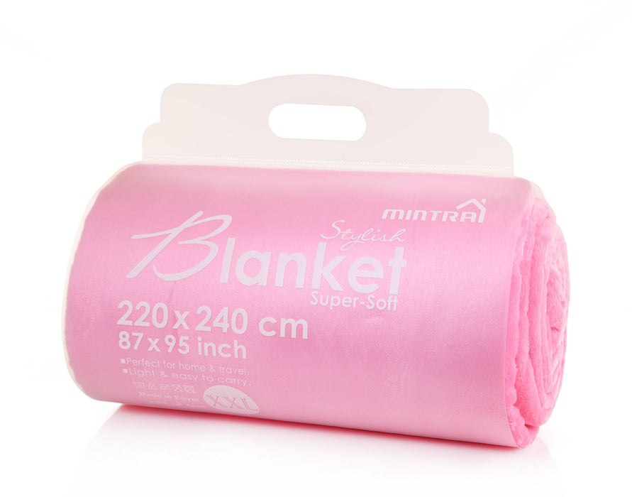 Blanket (Pink) - Mintra USA blanket-pink/microfiber blanket double bed/microfiber comforter double bed/super soft blanket comforter/fuzzy blanket comforter/comforter blanket for winter