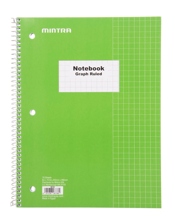 Graph Ruled Notebook Flip Style Spiral Notebook - Graph Ruled 70 Count 4 Pack — Mintra USA