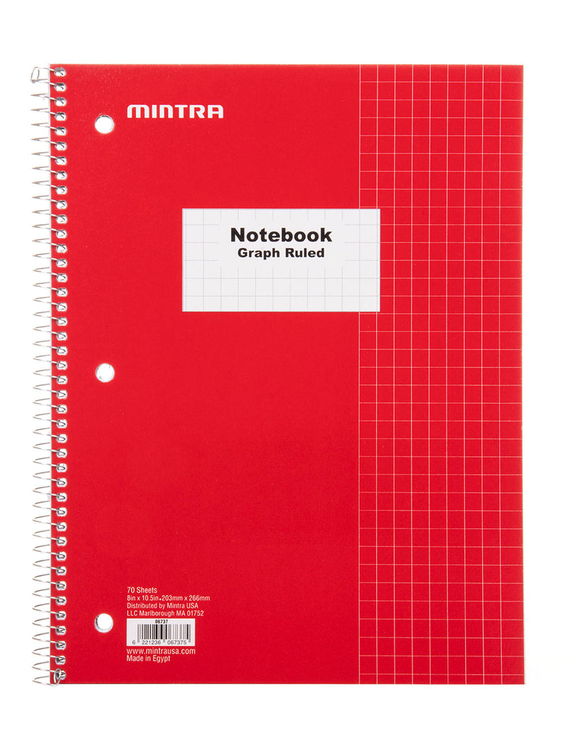 Spiral Notebook Graph Ruled 70 Count 4 Pack — Mintra USA