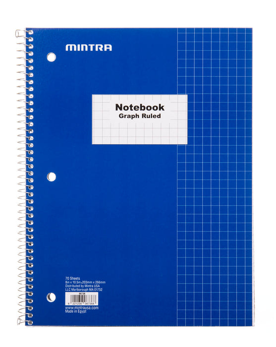 Spiral Notebook, Graph Ruled (70 Count, 4 Pack) - Mintra USA spiral-notebook-graph-ruled-70-count-4-pack/graph ruled notebook/best graph paper notebook/graph paper spiral notebook/
