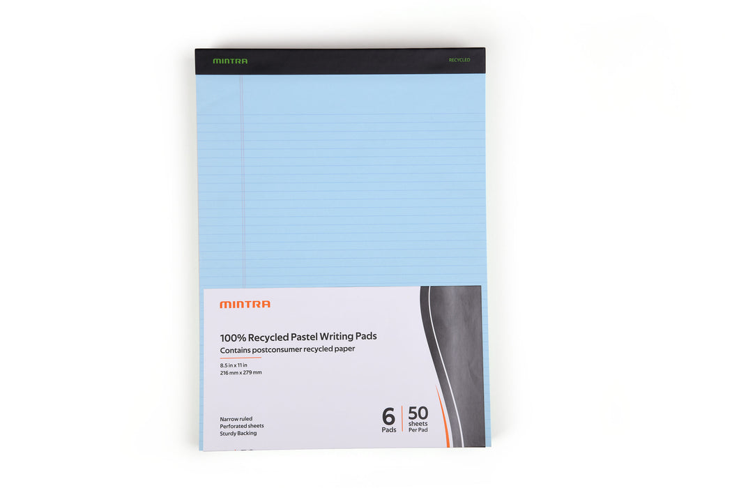 Recycled Writing Pads - 6 Pack - Mintra USA mintra-office-recycled-writing-pads-6-pack/recycled paper notepads/