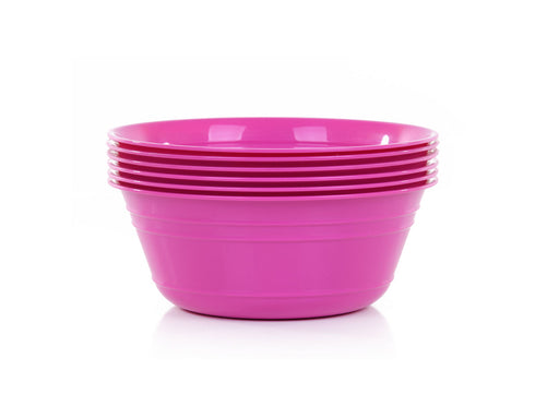 Mintra Home Plastic Bowls with Handles (1.8L Medium 2pk, Fuchsia)