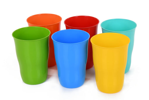 Mintra Home Reusable Plastic Cups 11 Ounce Tumbler -04704- Pack of 6(Assorted), Size: 11 oz