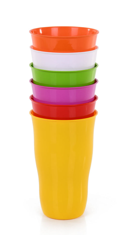 Plastic Cups 21 Ounce Tumbler (Pack of 6, Assorted Colors)
