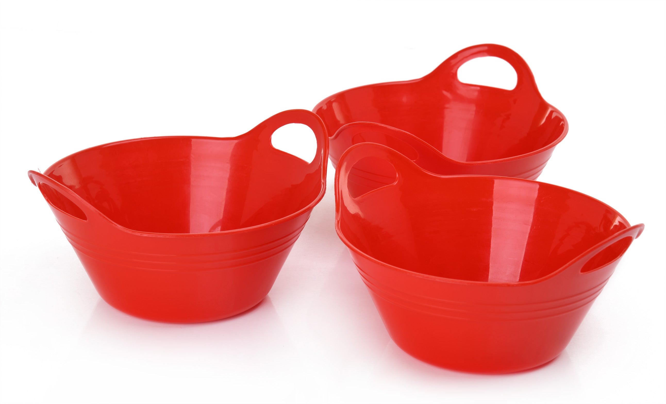 Mintra Home Plastic Bowls with Handles 3 Pack (Small , Red)