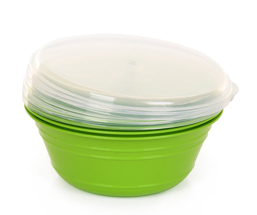 Mintra Home Plastic Bowls with Handles (1.8L Medium 2pk, Fuchsia)