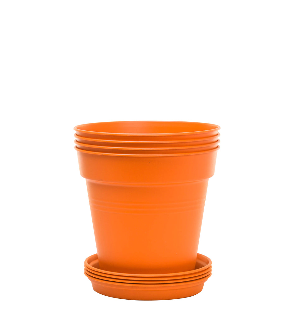 orange pot for plants Round Plant Pots With Base