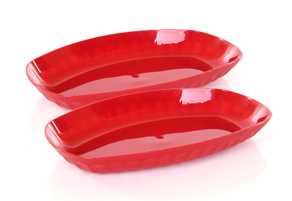 Mintra Home Plastic Bowls with Handles (4.5L Large 2pk, Red):  Serving Bowls