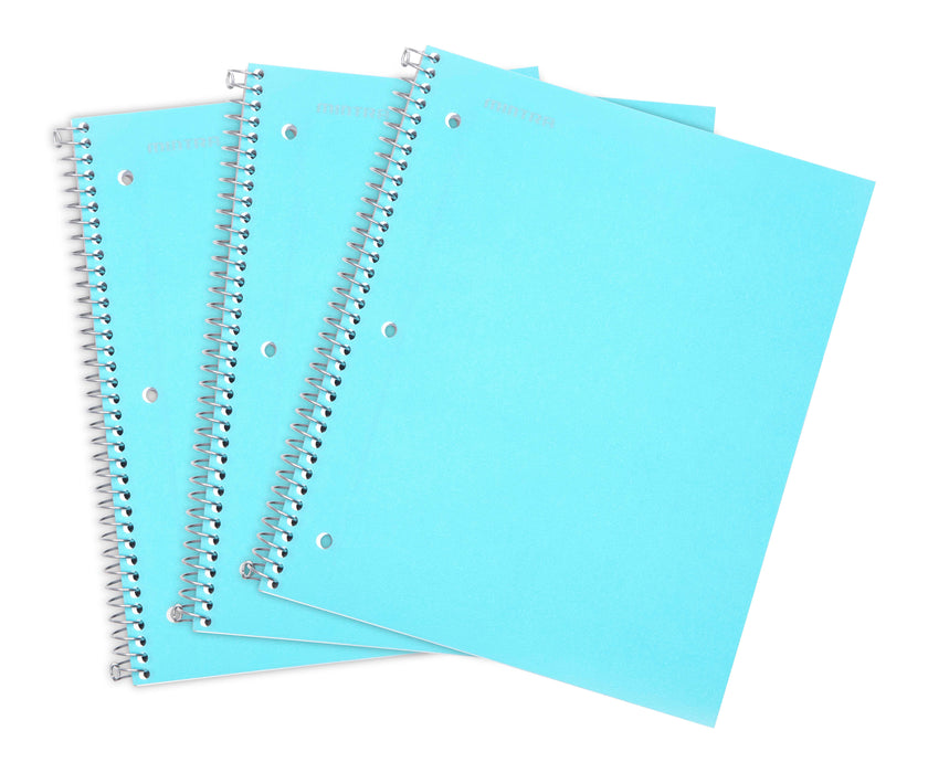 3 Subject Blue Spiral Notebook Blue Summit Wide Ruled Spiral Notebooks ...