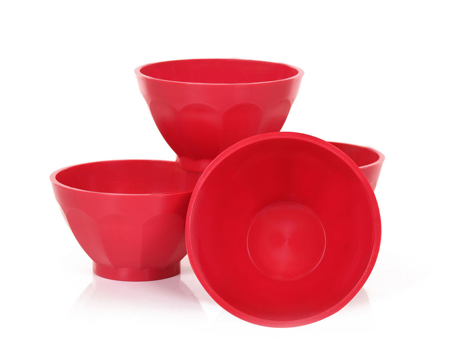 Mintra Colorful Unbreakable Plastic Bowl (07237) 4 Pack Medium 750ml Red, Size: Medium (25 oz)