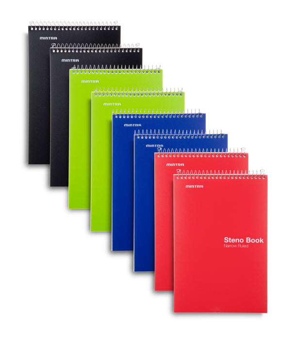 Poly Primary Colors Steno Books (8 Pack) - Mintra USA poly-primary-colors-steno-books-8-pack/spiral notepad bulk