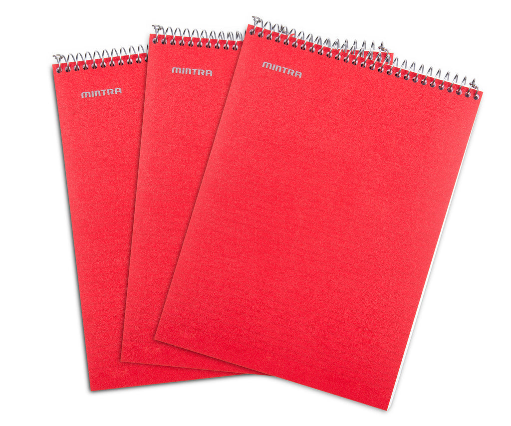 Top Bound Spiral Notebook (Red, College Ruled 3pack) - Mintra USA top-bound-spiral-notebook-red-college-ruled-3pack/spiral notebook college ruled 100 sheets