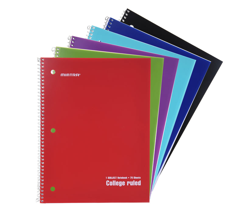 Mintra Office-Spiral Notebooks 70 Count (Solid - College Ruled) 24 Pack - Mintra USA mintra-office-spiral-notebooks-70-count-solid-college-ruled-24-pack/college ruled spiral notebook bulk