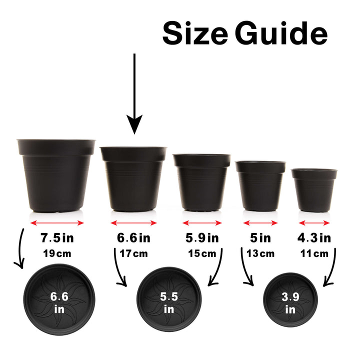 Mintra Garden - 17cm Round Garden Pots 4pk - (17cm Diameter - 6.6inW x 6inH)