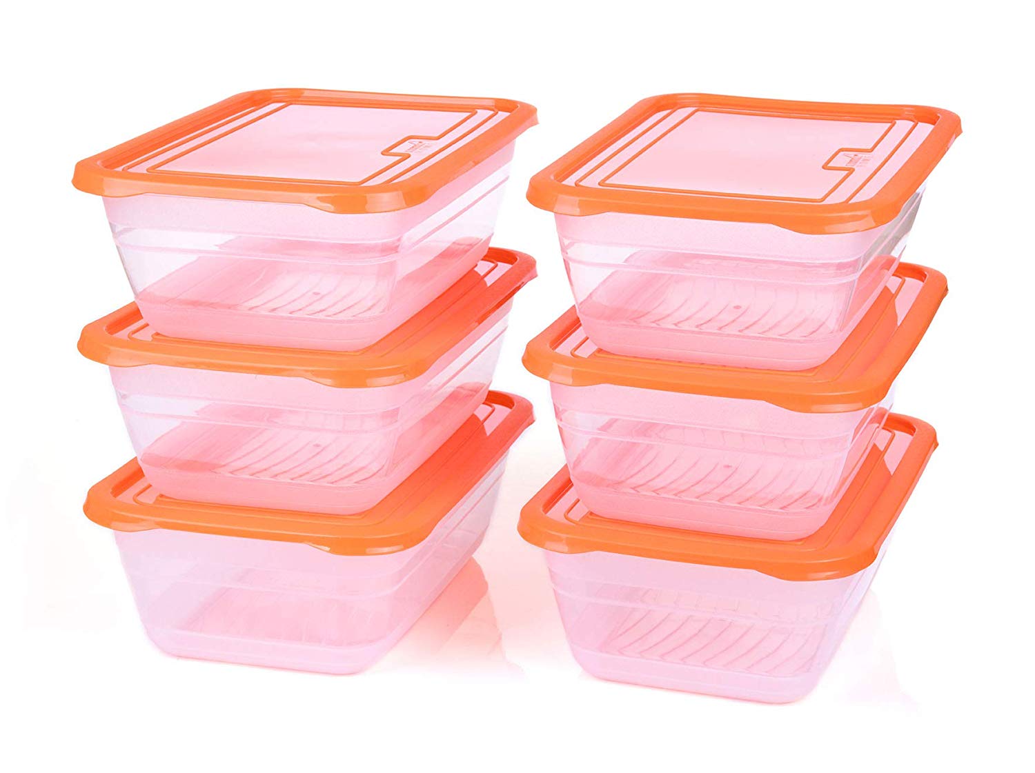 Food Storage Containers with Lids - Plastic Nesting Containers for Food -  BPA Free Stackable Storage Containers for Kitchen - Pink Microwave Safe